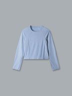 HERE TODAY MELANGE Cropped Long Sleeve Tee Blue Marl