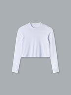 POWER CROP Long Sleeve Top White