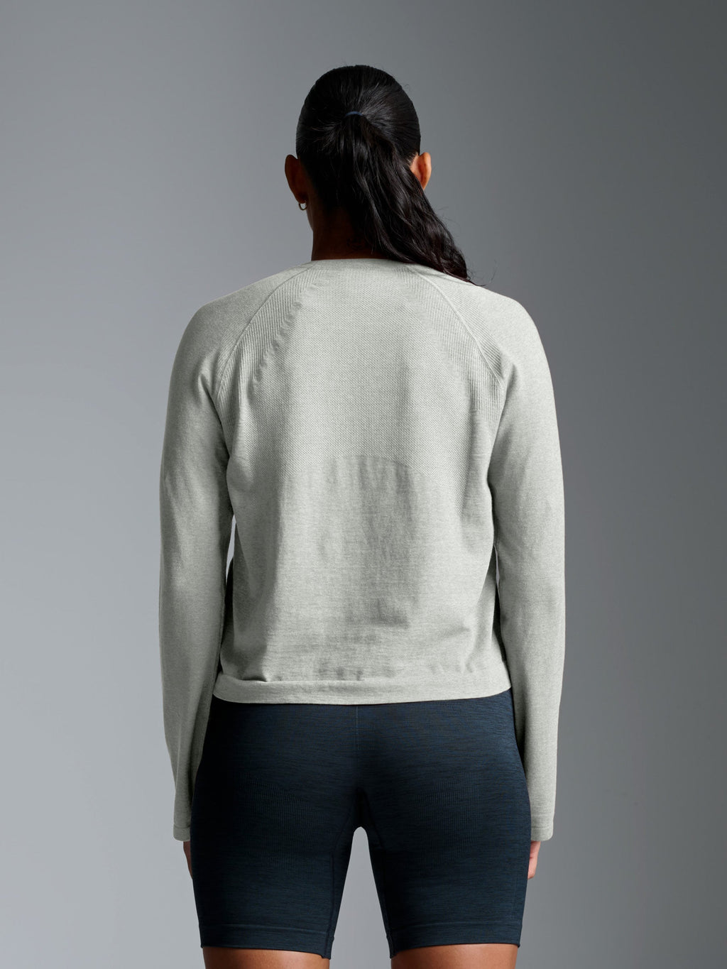 HERE TODAY MELANGE Cropped Long Sleeve Tee Sage Marl