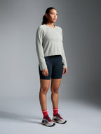 HERE TODAY MELANGE Cropped Long Sleeve Tee Sage Marl
