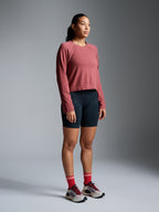 HERE TODAY MELANGE Cropped Long Sleeve Tee Earth Marl