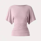 Everyday Ruched Boatneck Batwing Top