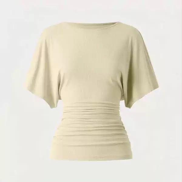 Everyday Ruched Boatneck Batwing Top