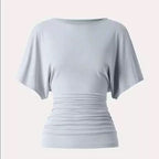 Everyday Ruched Boatneck Batwing Top