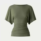 Everyday Ruched Boatneck Batwing Top