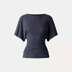 Everyday Ruched Boatneck Batwing Top