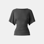 Everyday Ruched Boatneck Batwing Top
