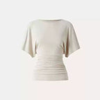 Everyday Ruched Boatneck Batwing Top