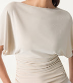 Everyday Ruched Boatneck Batwing Top