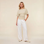 Everyday Ruched Boatneck Batwing Top
