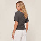 Everyday Ruched Boatneck Batwing Top